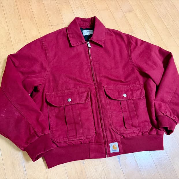 [웍스아웃 정품] 칼하트 WIP 스탠튼 자켓 스칼렛 스톤 워시드 (M)
