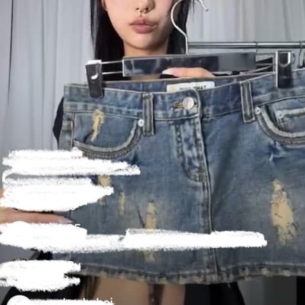 노드네피아 빈티지 로우라이즈 데미지 숏스커트 청스커트
