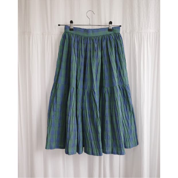 Green checked frill skirt