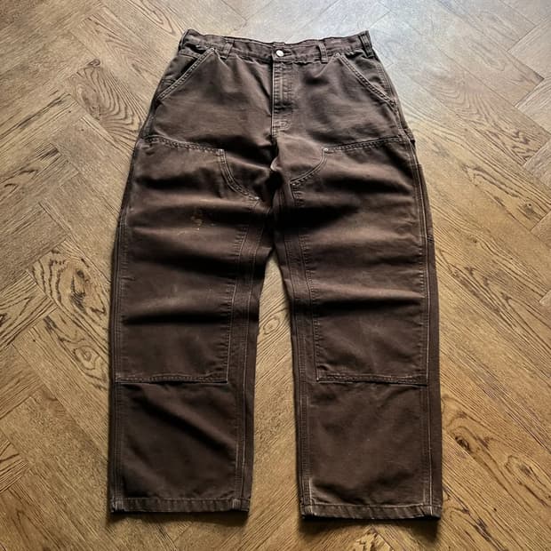 [34]칼하트 USA 빈티지 워싱 다크브라운 더블니 워크 팬츠