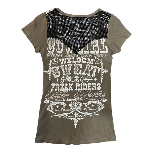 Glitz 글리츠 뒷면네트포인트 프린팅 반팔티 y2k펑크갸루