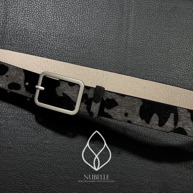 🌗 Cow hair belt / 카우 송치털 호피 벨트 차콜