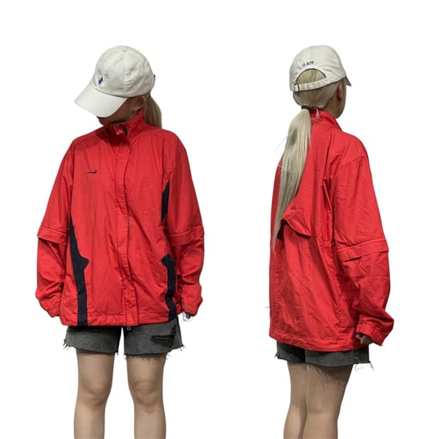 나이키 레드 블랙 사이드 라인 트랙 자켓 XL