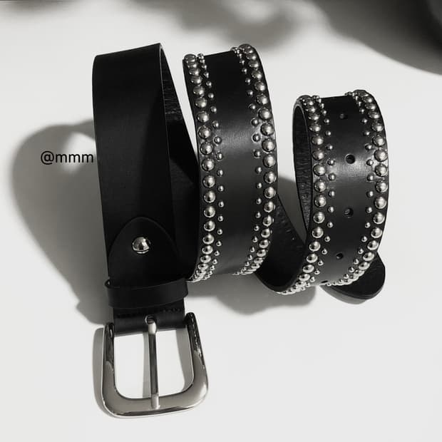 [이태리 통가죽] 더블 스터드 가죽벨트