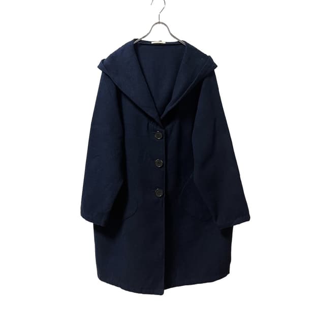 Wool-touch Navy Hood Coat