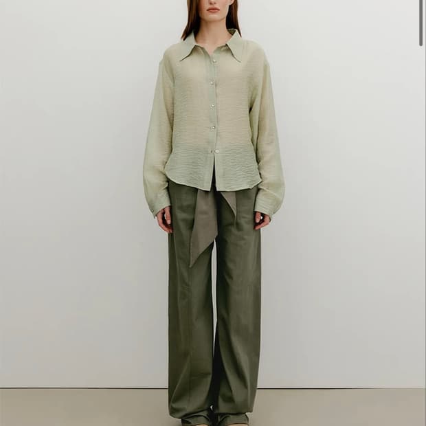 knotted layered cotton wide pants