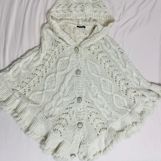 빈티지) 잉그니 사와코깔 니트 케이프 달천깔 히메갸루 아이보리 stc