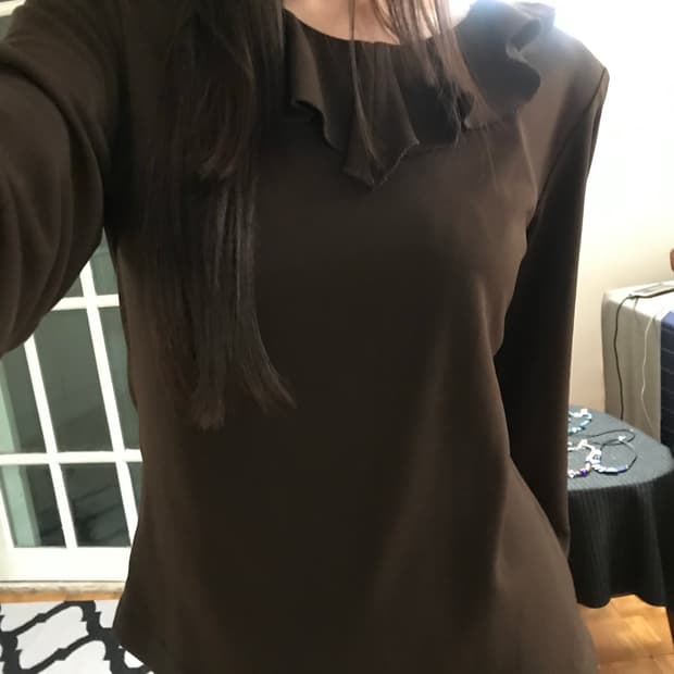 vintage brown frill top