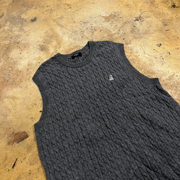 [정품/XL] 캉골 케이블 니트 조끼 차콜 b14