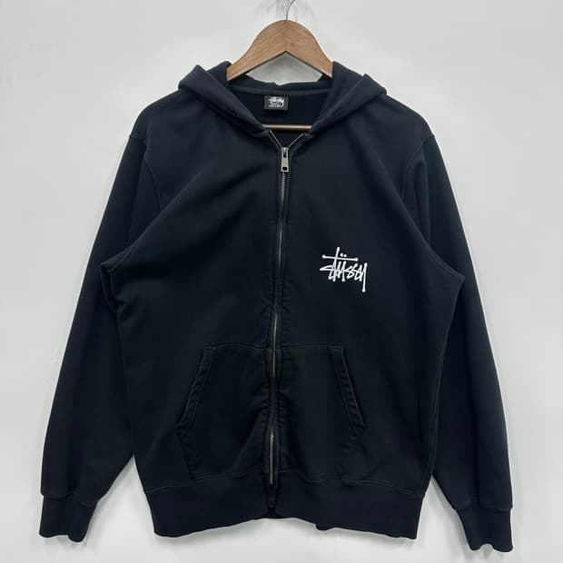 스투시 블랙 베이직 후드집업 