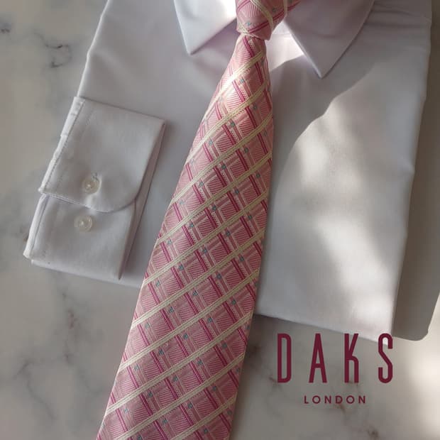닥스 실크 핑크 체크 패턴 넥타이 9.5cm A+등급 A18989
