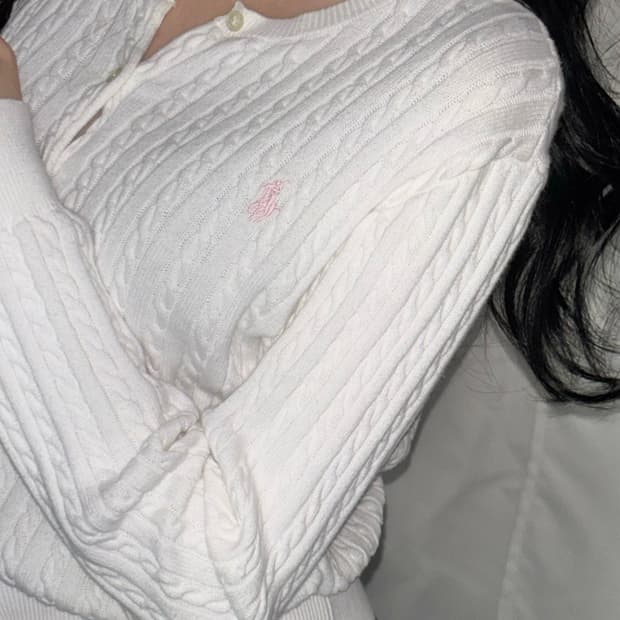 🐰폴로 랄프로렌 화이트 베이비 핑크 포니 여리 가디건🪽