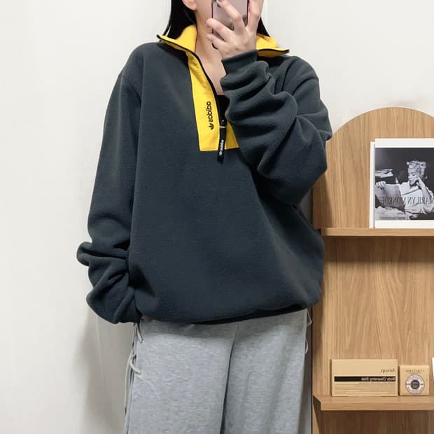 [정품] 아디다스 챠콜 반집업 후리스 [ L ]