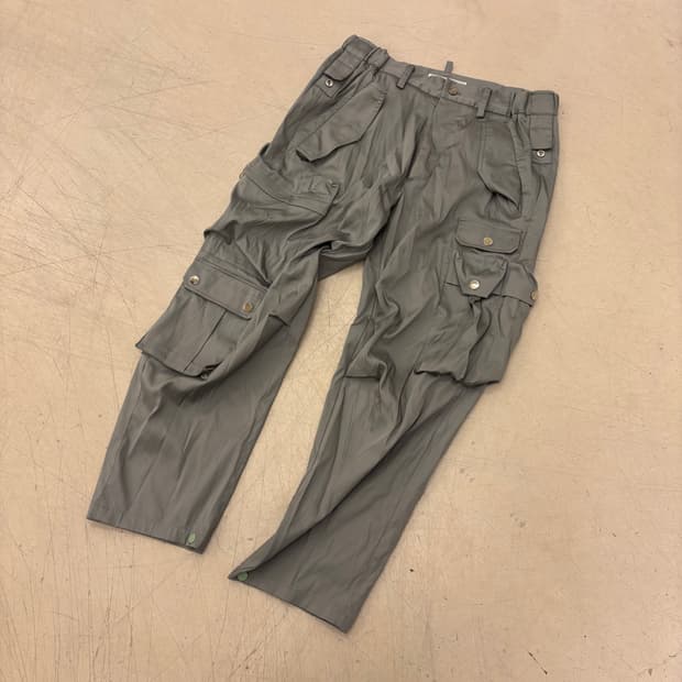 빈티지 올리브 카고 스냅 팬츠