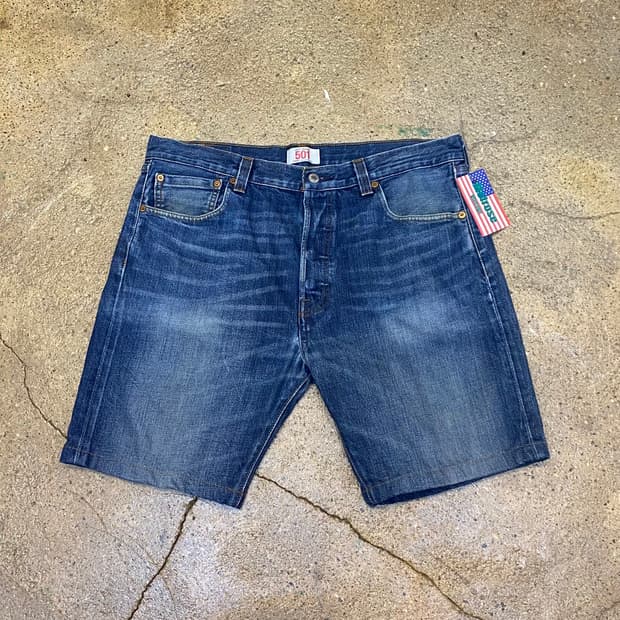 미국 빈티지 리바이스 501 워싱 진청바지 반바지 36size
