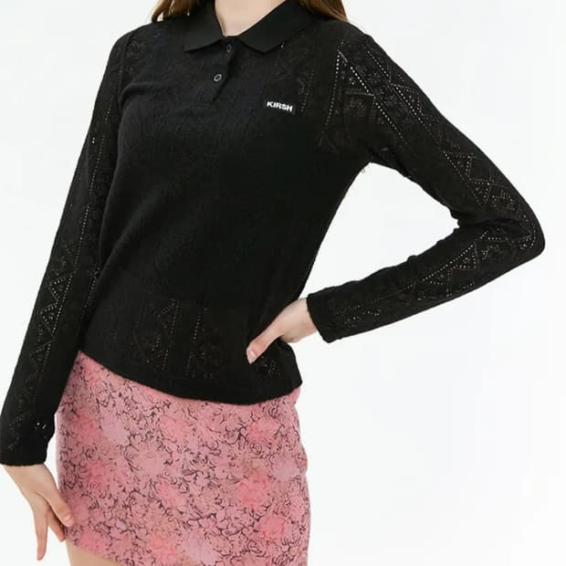 키르시 레이스 니트 피케 카라티셔츠 1사이즈