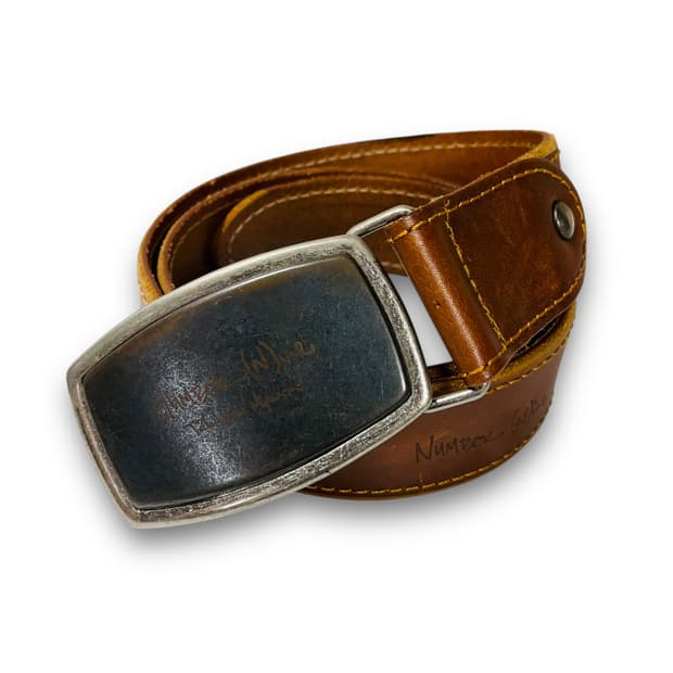 넘버나인 웨스턴 버클 딥 브라운 빈티지 가죽 벨트