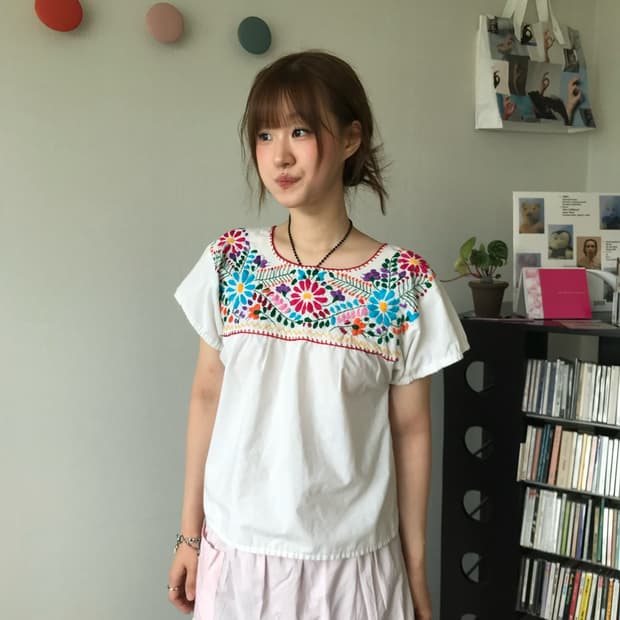 ethnic flower blouse