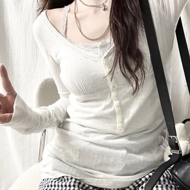 아베크롬비 순록자수 반버튼 롱슬리브