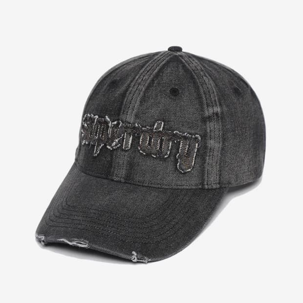 슈퍼드라이 워싱 데님 볼캡 흑청