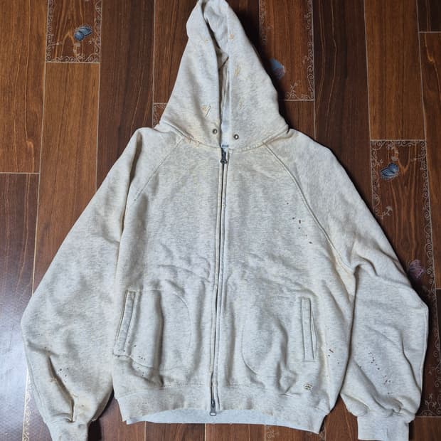 [3]비헤비어 디스트레스드 글로브 풀집 파카 더스트오트밀