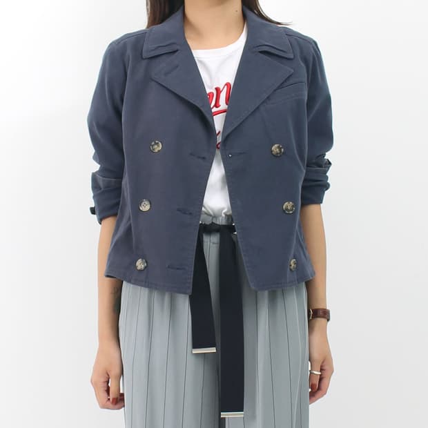 띠어리 Theory 빈티지 더블 버튼 크롭 데님 자켓