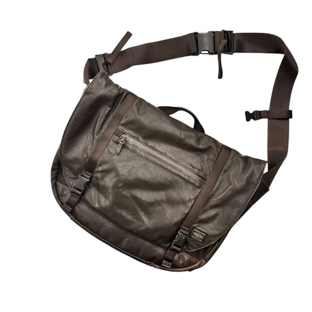 포터 줌 레더 메신저백 브라운 (L)