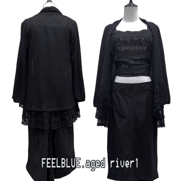 All Black fairy top skirt cardigan 3pcs