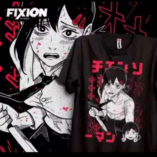 체인소맨 티셔츠 반팔티 애니 오타쿠 y2k 빈티지 하라주쿠 고스펑크 일본