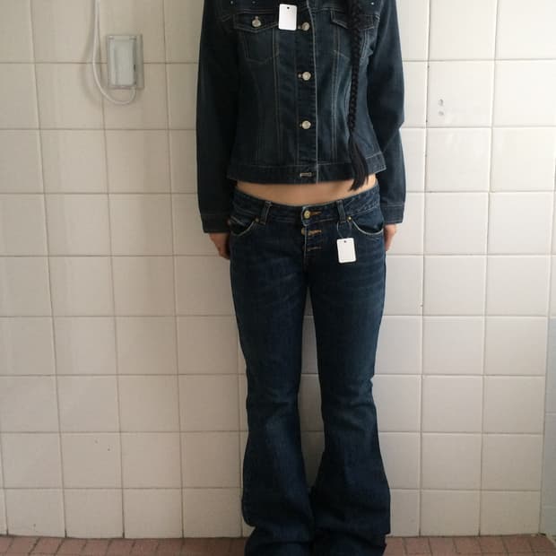 Cubic point denim jacket