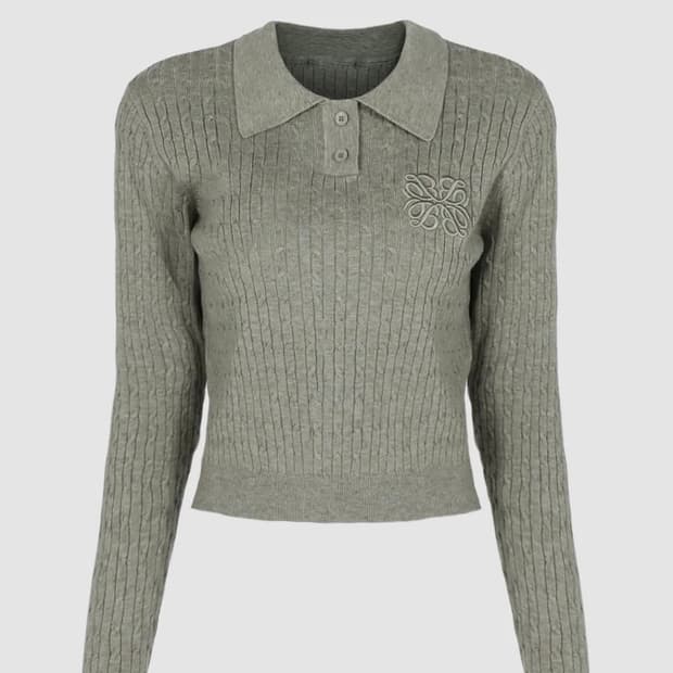 배드블러드 플뢰르 로고 트위스트 폴로 스웨터 그린