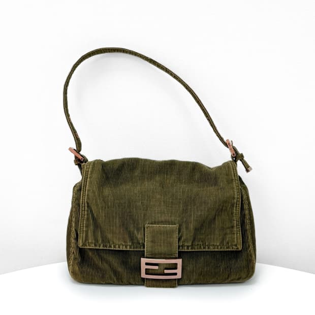 펜디 코듀로이 맘마 바게트백