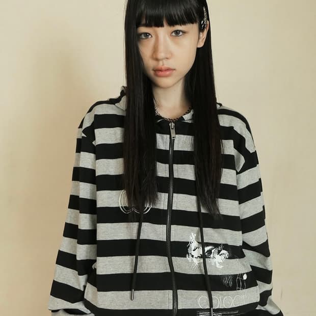 콜로신스 teddygirl hooded zip up 스트라이프