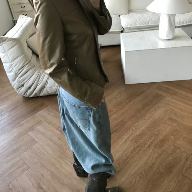 vintage zip-up leather jacket