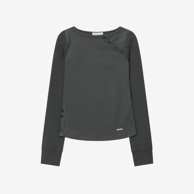 미세키서울 슬래시 버튼 롱 슬리브 차콜