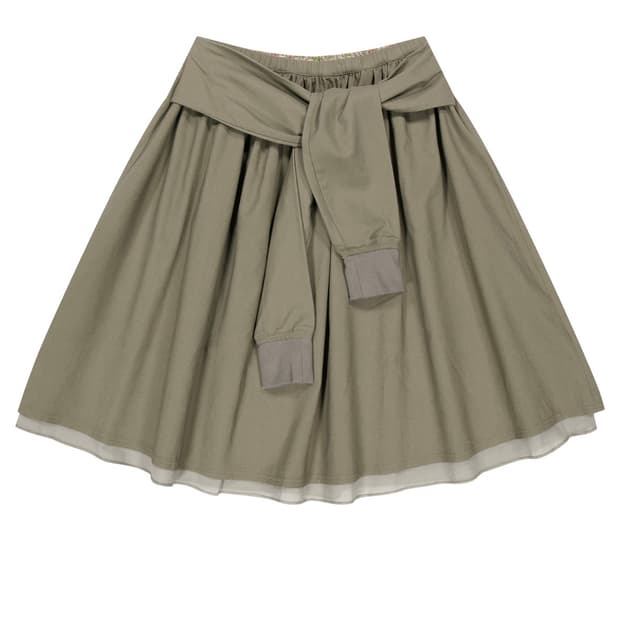 STRAP SHIRRING SKIRT ASH BROWN