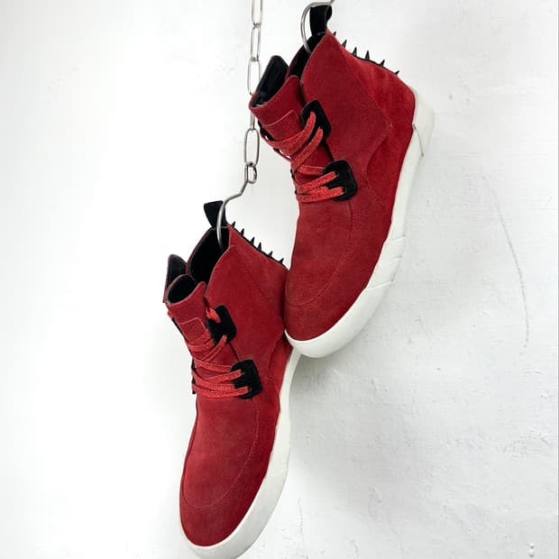 Giuseppe Zanotti Red Suede Studded High-