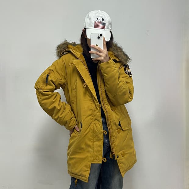 알파인더스트리 패치로고 n3b 야상 점퍼 머스타드 