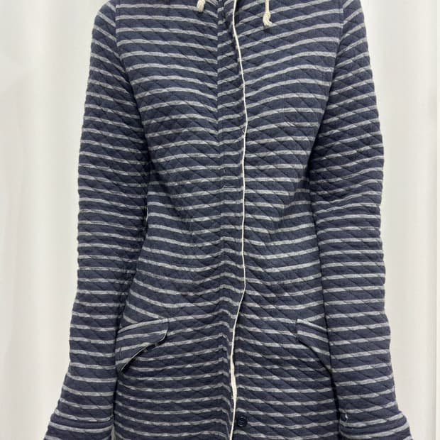 stripe hood long coat