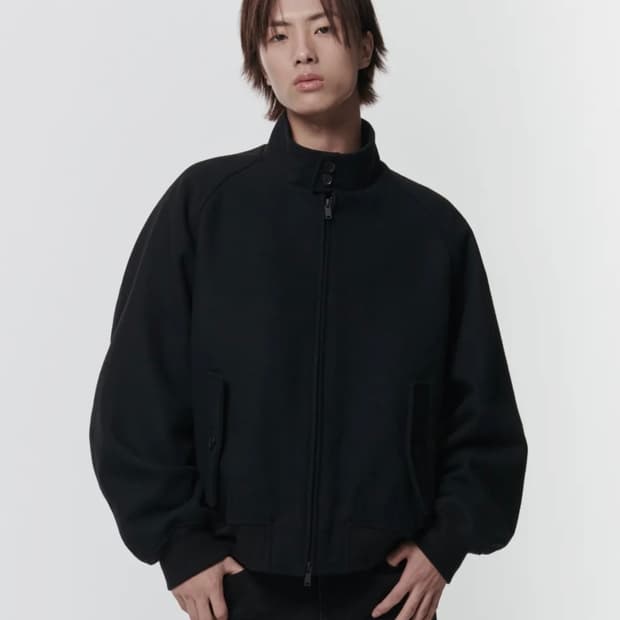 (XL) 무탠다드 울 블렌드 해링턴 재킷 [블랙]