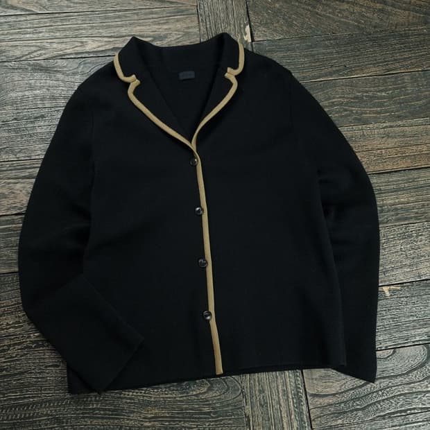 시스템 라펠 니트 가디건 블랙 M18932