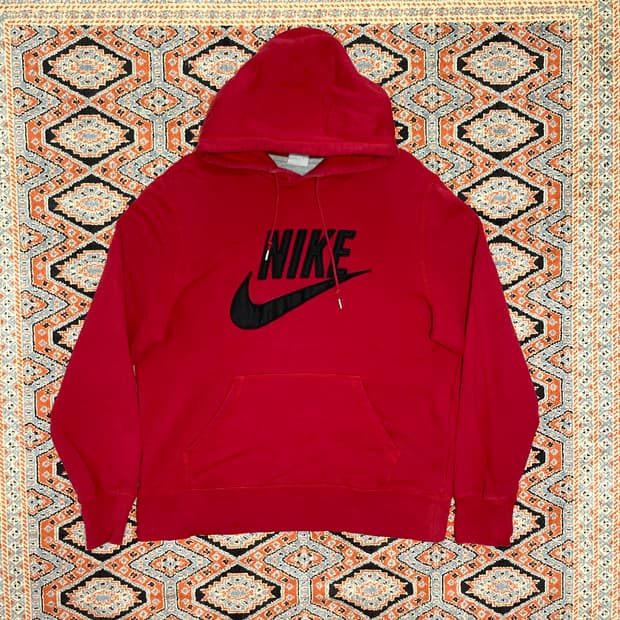 나이키 빅로고 레드 후드티셔츠 남성XL