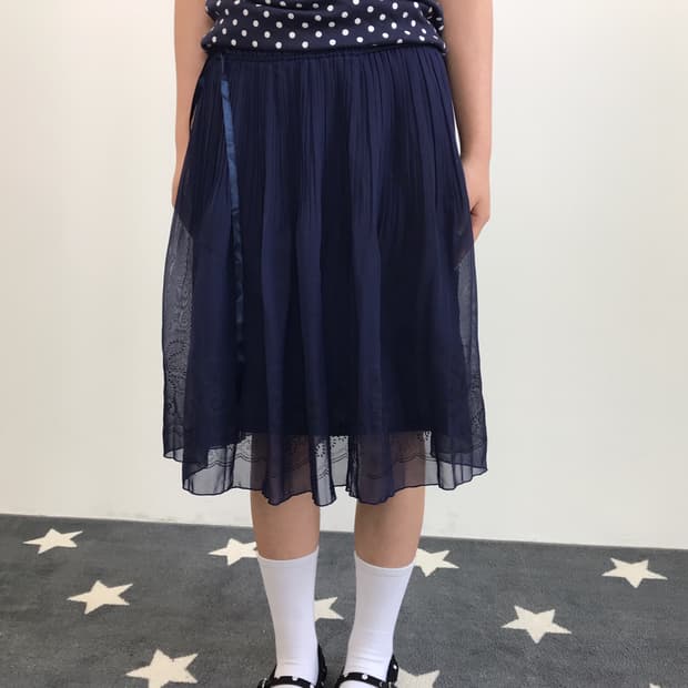 Jpn Navy Poly Midi Skirts