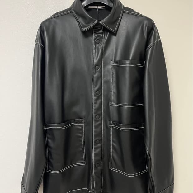 [새상품] ZARA 자라 블랙 레더 오버 셔츠 자켓
