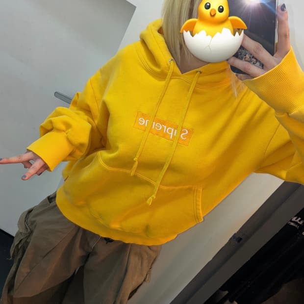 🐥희귀 매물🐥 슈프림 박스로고 옐로우 후드티