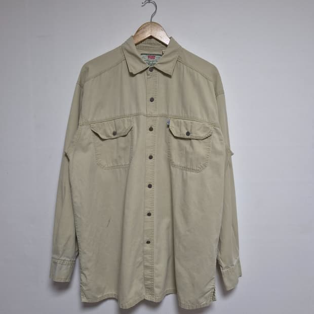 리바이스LEVIS 90S 화이트탭 투포켓 워크셔츠 L - S472