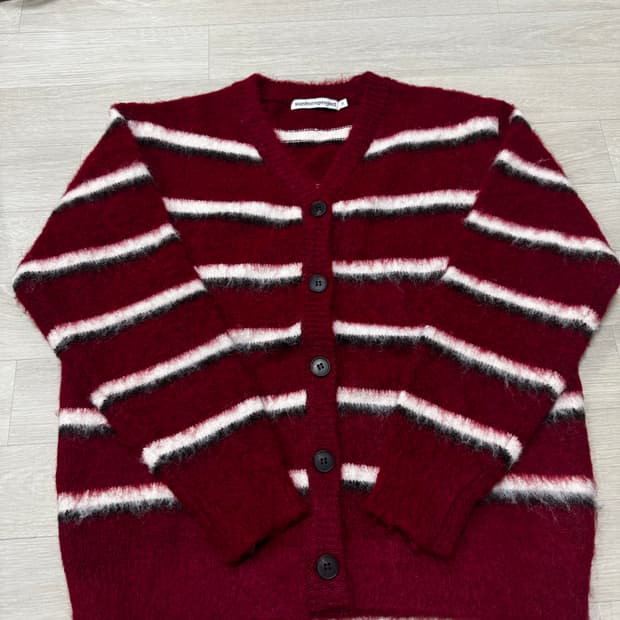 썬번프로젝트 스트라이프 가디건 버건디