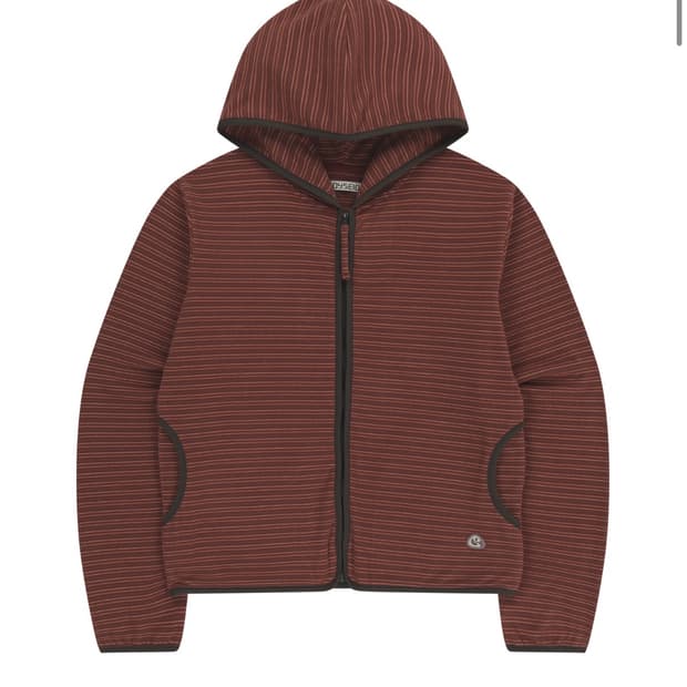 코이세이오 스트라이프 플리스 후드 집업 레드