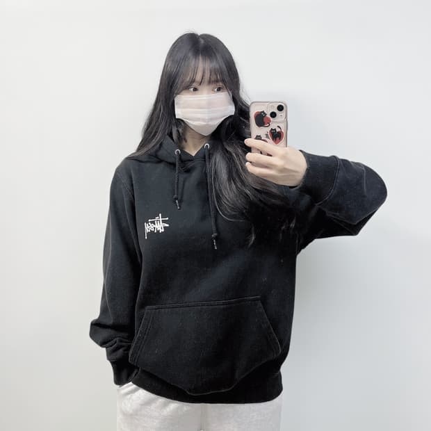 스투시 Stussy 베이직 로고 후드티 블랙