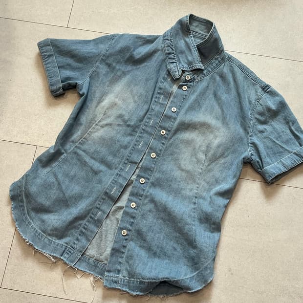 더오픈프로덕트 데님 반팔 셔츠 